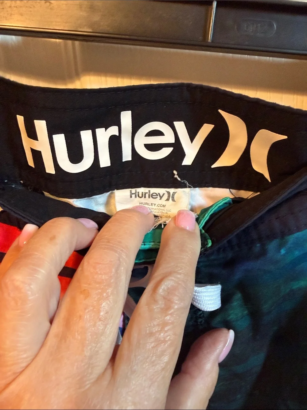 Hurley Men’s Multicolor Rainbow Stripe Swim Board Shorts - Navy Waist